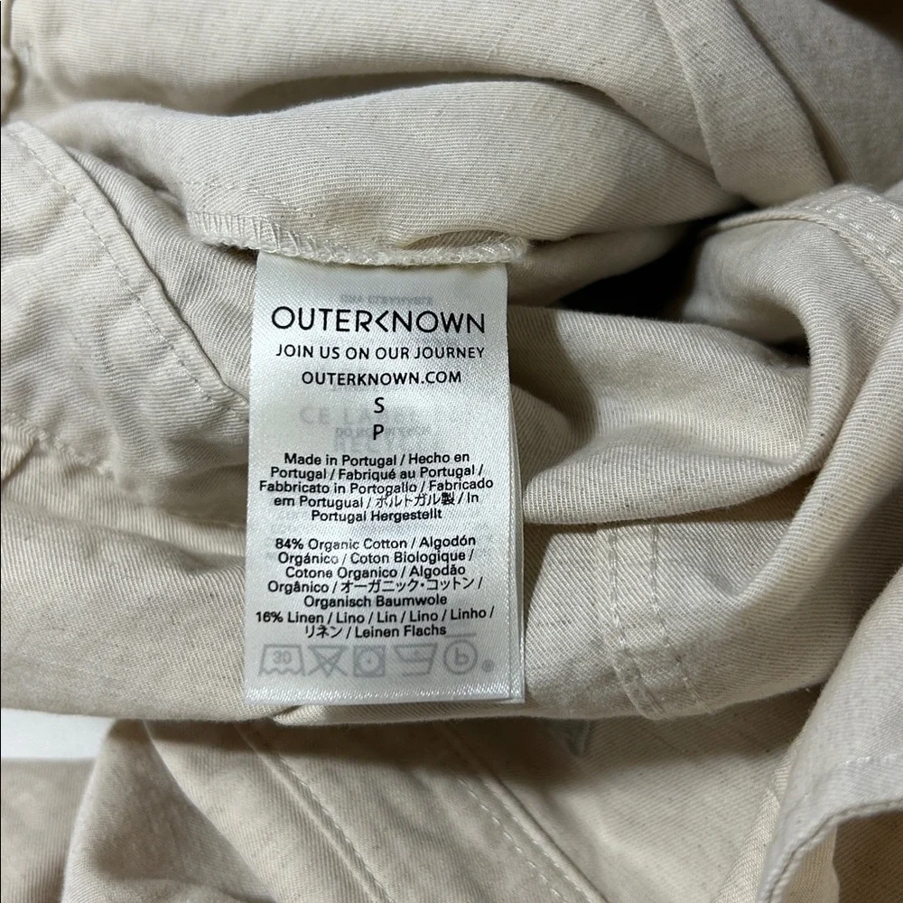 Outerknown S.E.A Utility‎ Jumpsuit Carpenter Linen Cotton Sustainable Small Tan